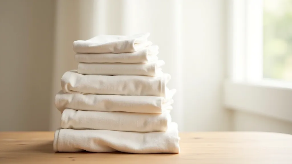 Neatly stacked folded cotton and linen fabrics showing texture and natural colors